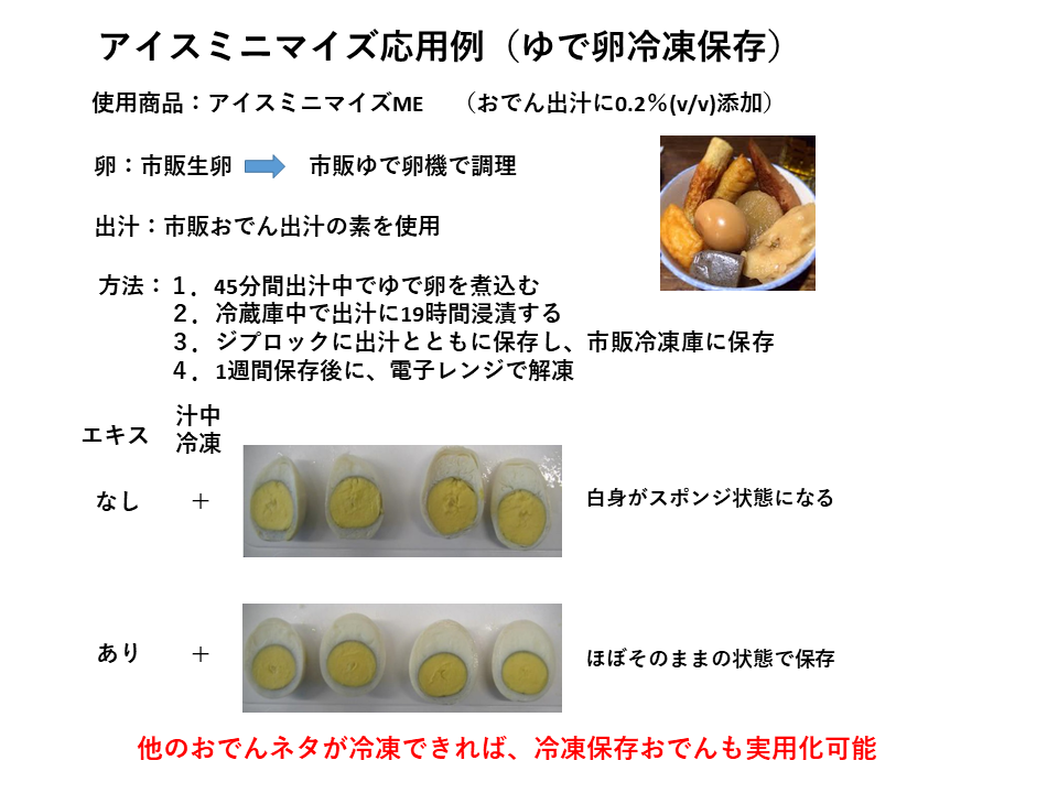 アイスミニマイズ応用例(ゆで卵冷凍保存)